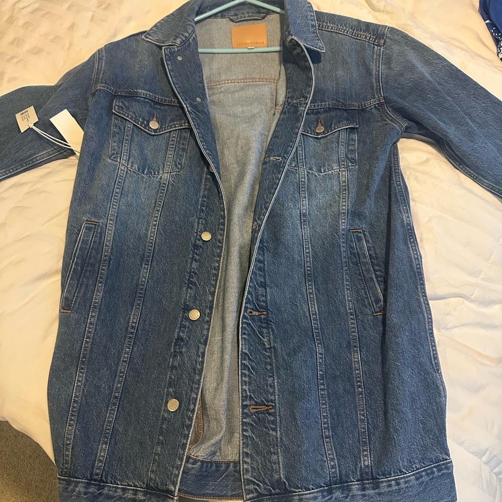 BRAND NEW Designer denim Jacket with Button Closure